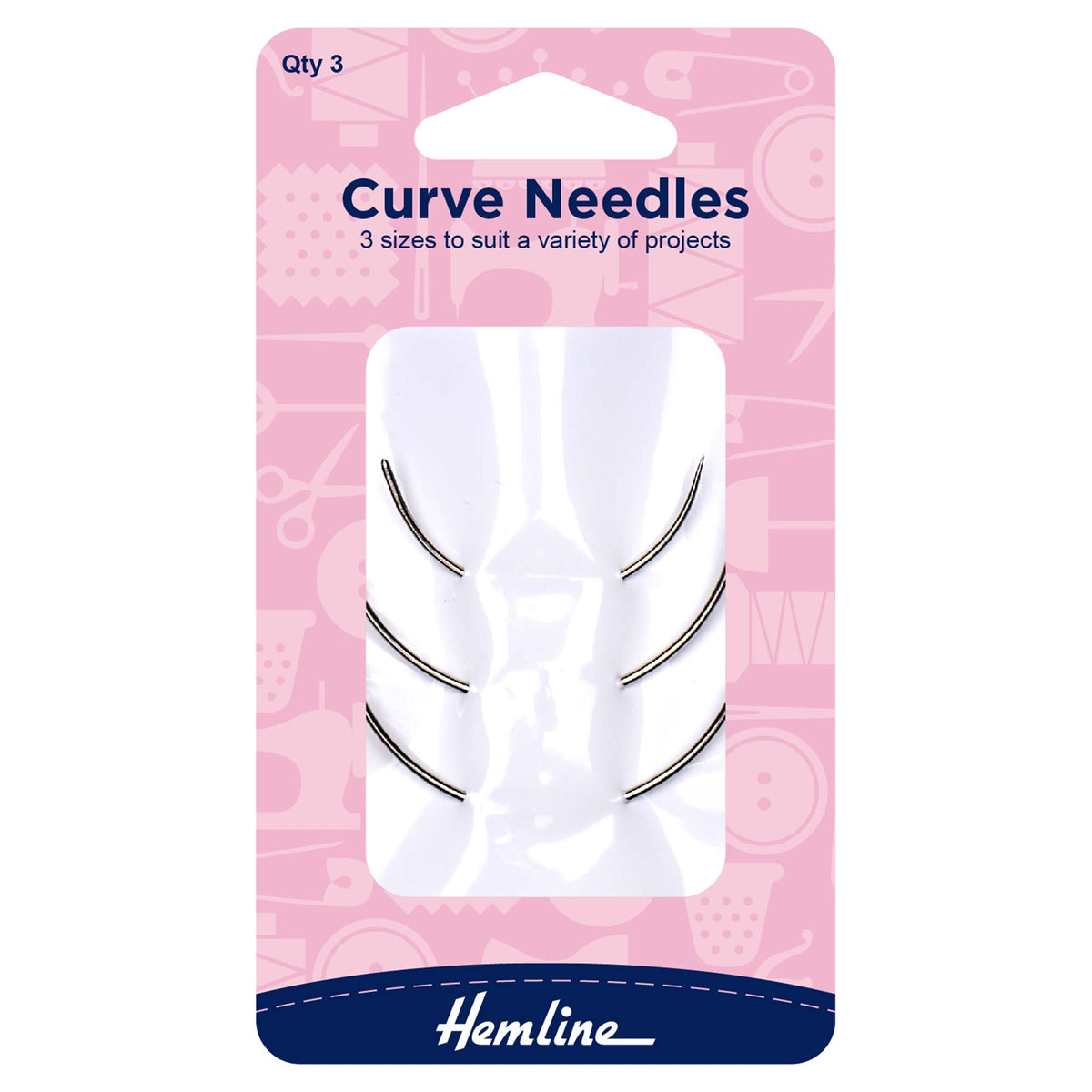 Hemline Curved Hand Sewing Needles – Set of 3 - H218