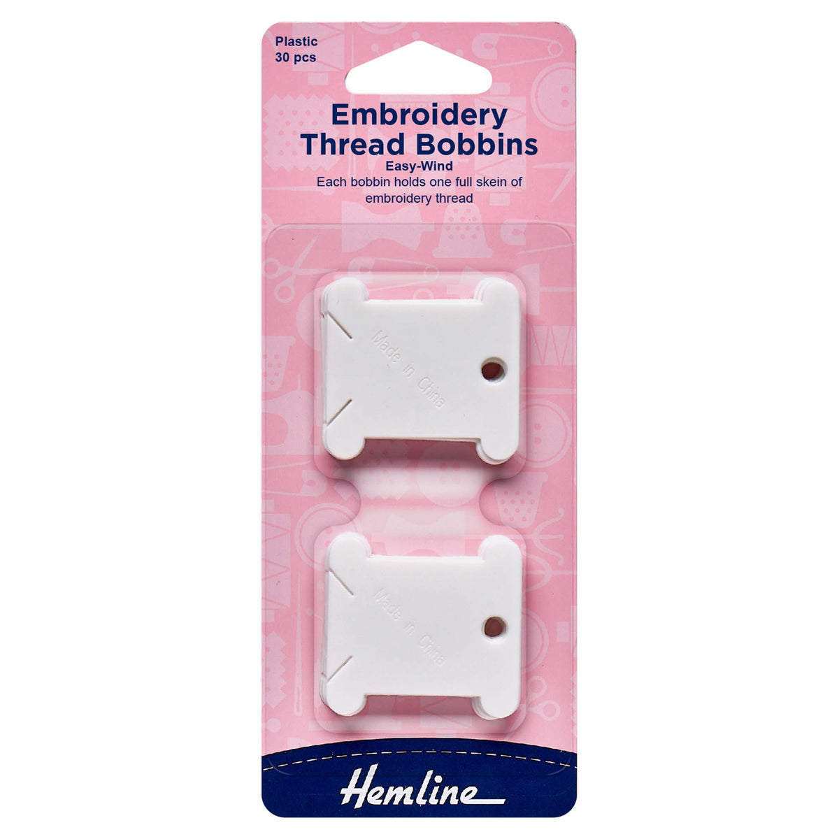 Hemline Embroidery Thread Bobbins – Plastic, Pack of 30 - H3006.PL