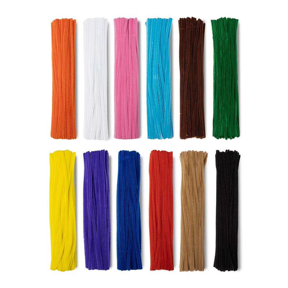 Pack of 100 Colourful Chenille Stem Pipe Cleaners – 0.6 x 30cm Craft Wires - White