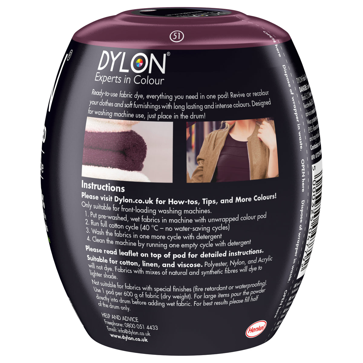 Dylon Machine Dye Pod – Plum Red Colour 51