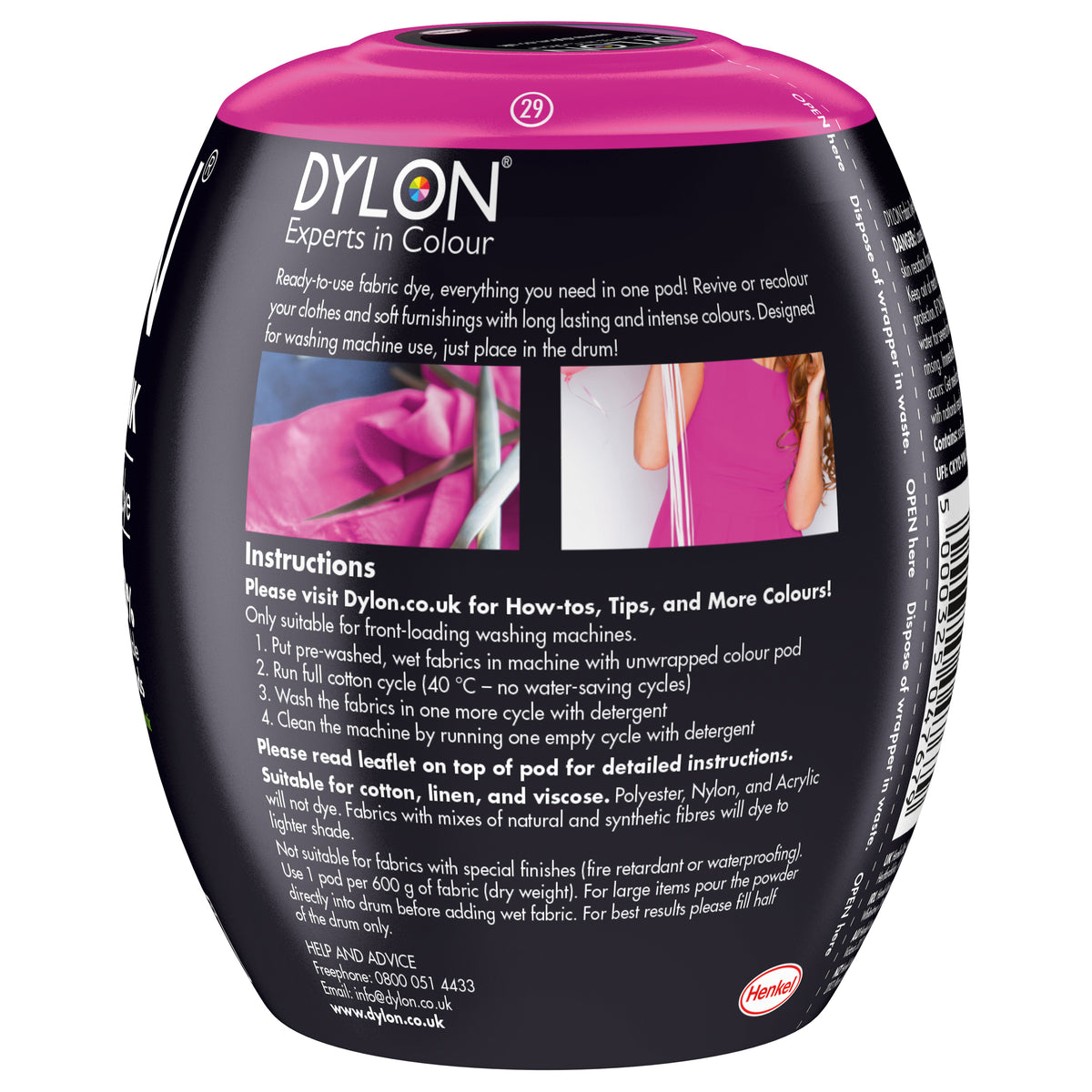 Dylon Machine Dye Pod – Passion Pink Colour 29