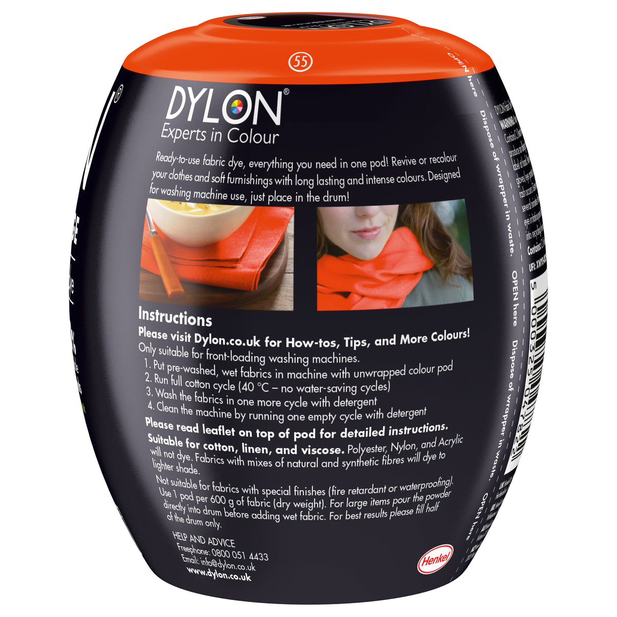 Dylon Machine Dye Pod – Fresh Orange Colour 55