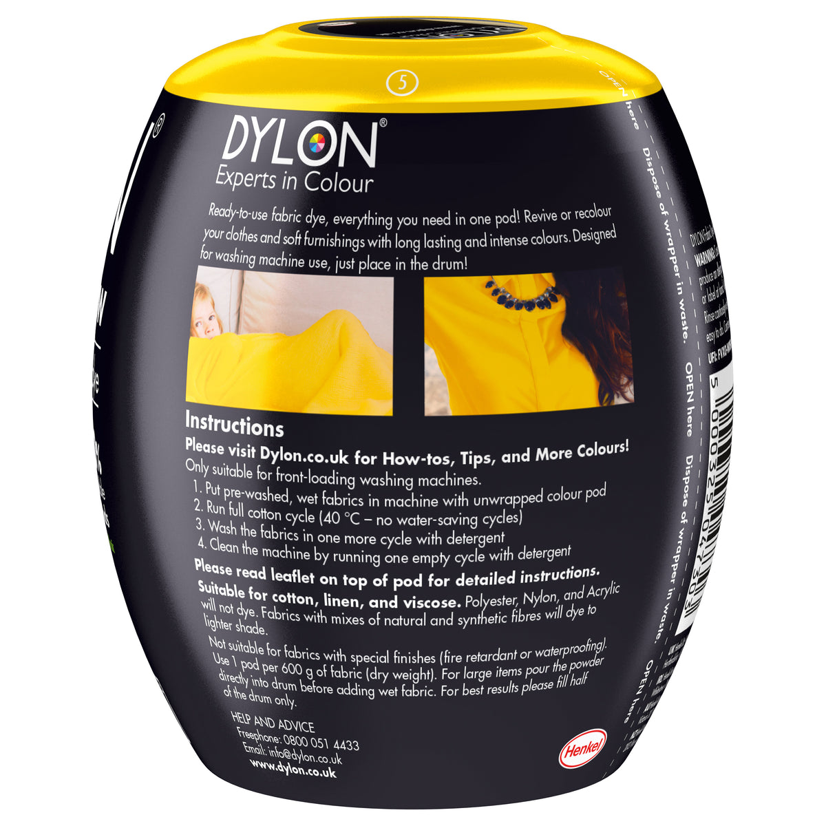 Dylon Machine Dye Pod – Sunflower Yellow Colour 05
