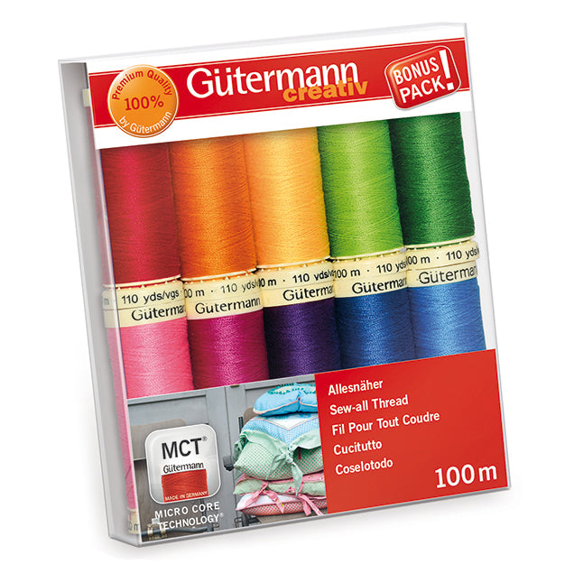 Gutermann Thread Set - Sew-All - 10 x 100m - Assorted Brights - 734006-3