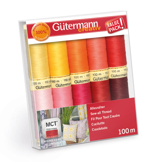 Gutermann Thread Set - Sew-All - 10 x 100m - Assorted Brights - 734006-4