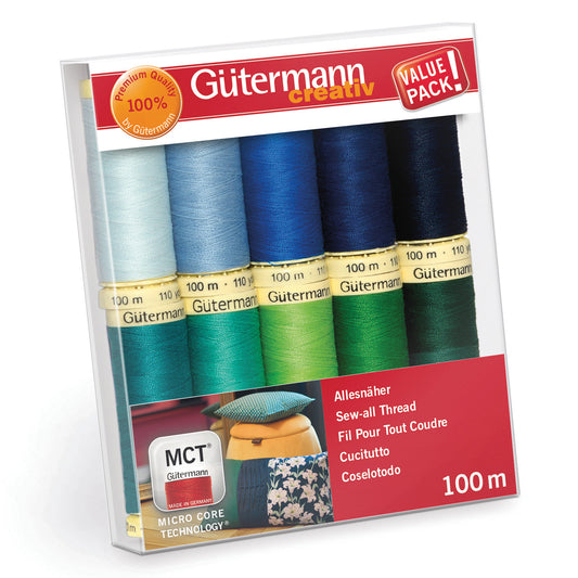 Gutermann Thread Set - Sew-All - 10 x 100m - Assorted Brights - 734006-5