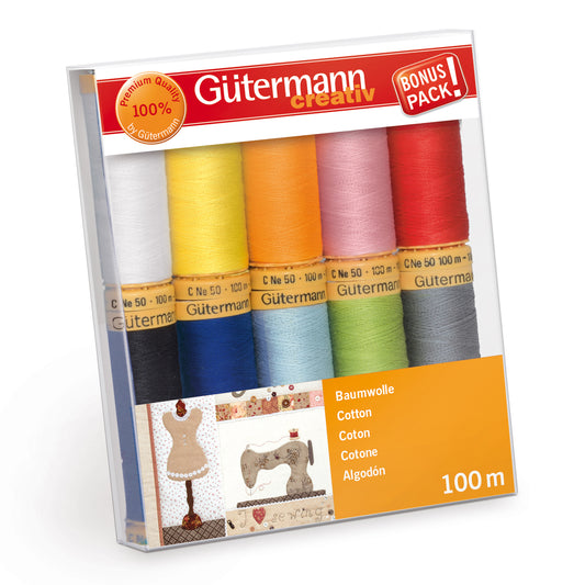 Gutermann Thread Set- Natural Cotton C.No.50- 10 x 100m- Assortment 2- 734521-2