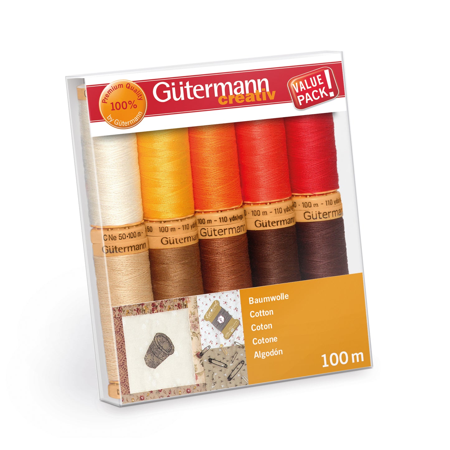 Gutermann Thread Set- Natural Cotton C.No.50- 10 x 100m- Assortment 4- 734521-4