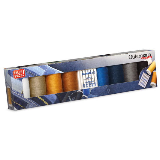 Gutermann Thread Set - Denim - 8 x 100m and 5 Jeans Machine Needles