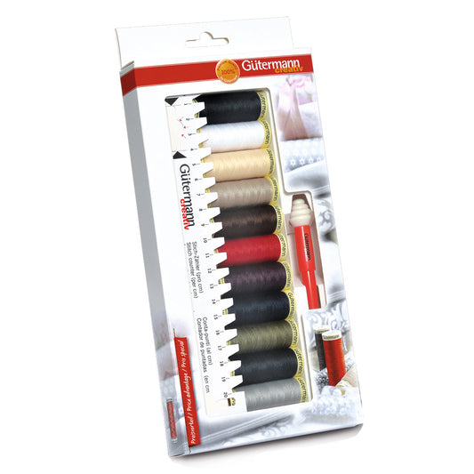 Gutermann Thread Set - Sew-All - 11 x 100m, Ruler and Mini Seam-Fix - Assorted