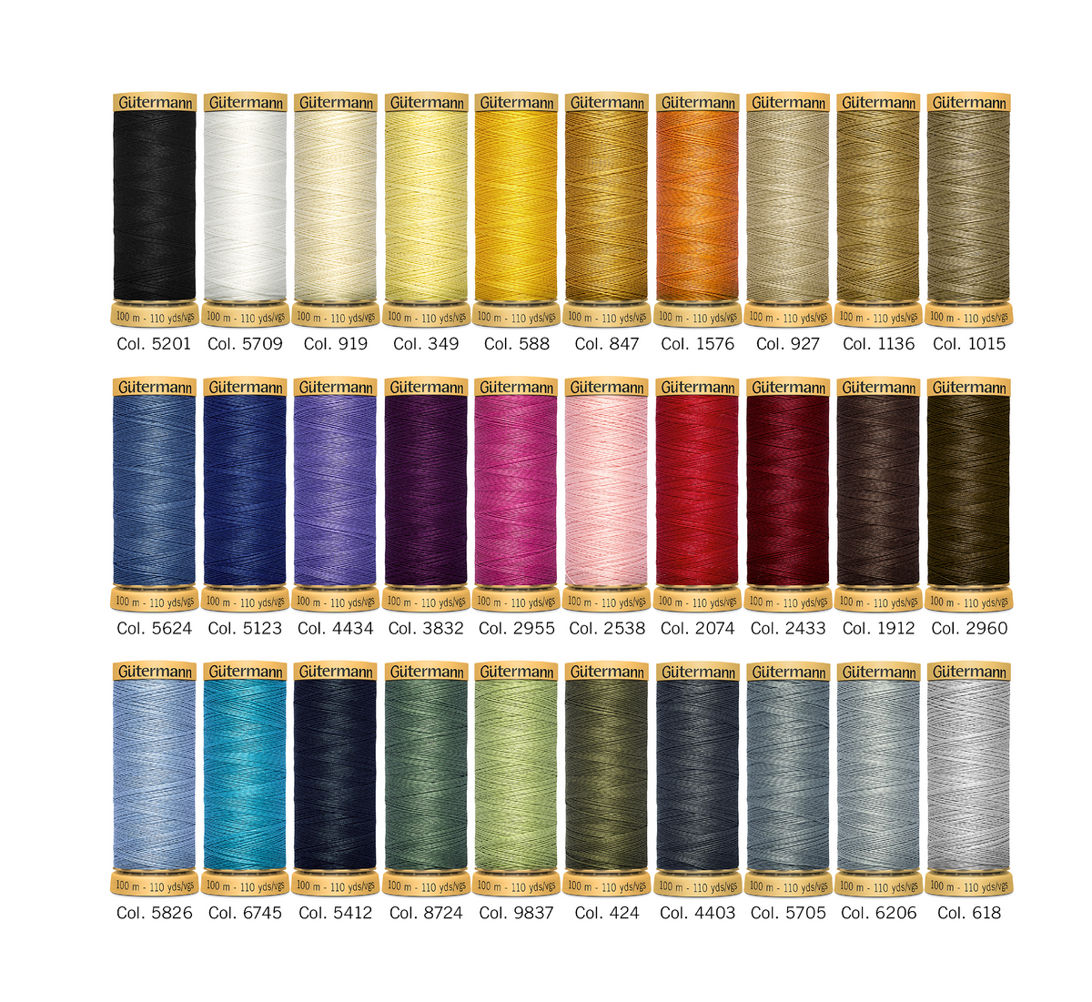 Gutermann Thread Storage Tin - Natural Cotton C. No.50: 30 x 100m - Assorted
