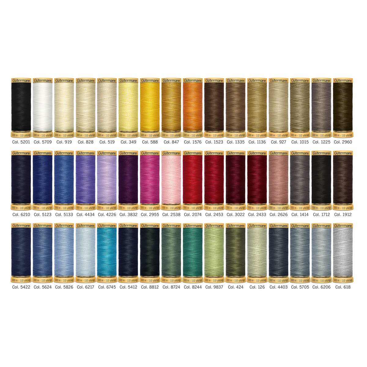 Gutermann Thread Storage Tin - Natural Cotton C. No.50: 48 x 100m - Assorted