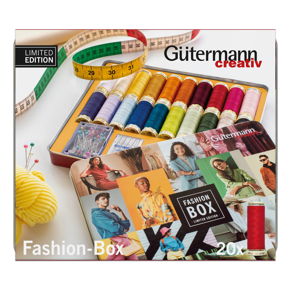 Guttermann Thread Storage Tin - Sew-All with Accessories - 20 x 100m