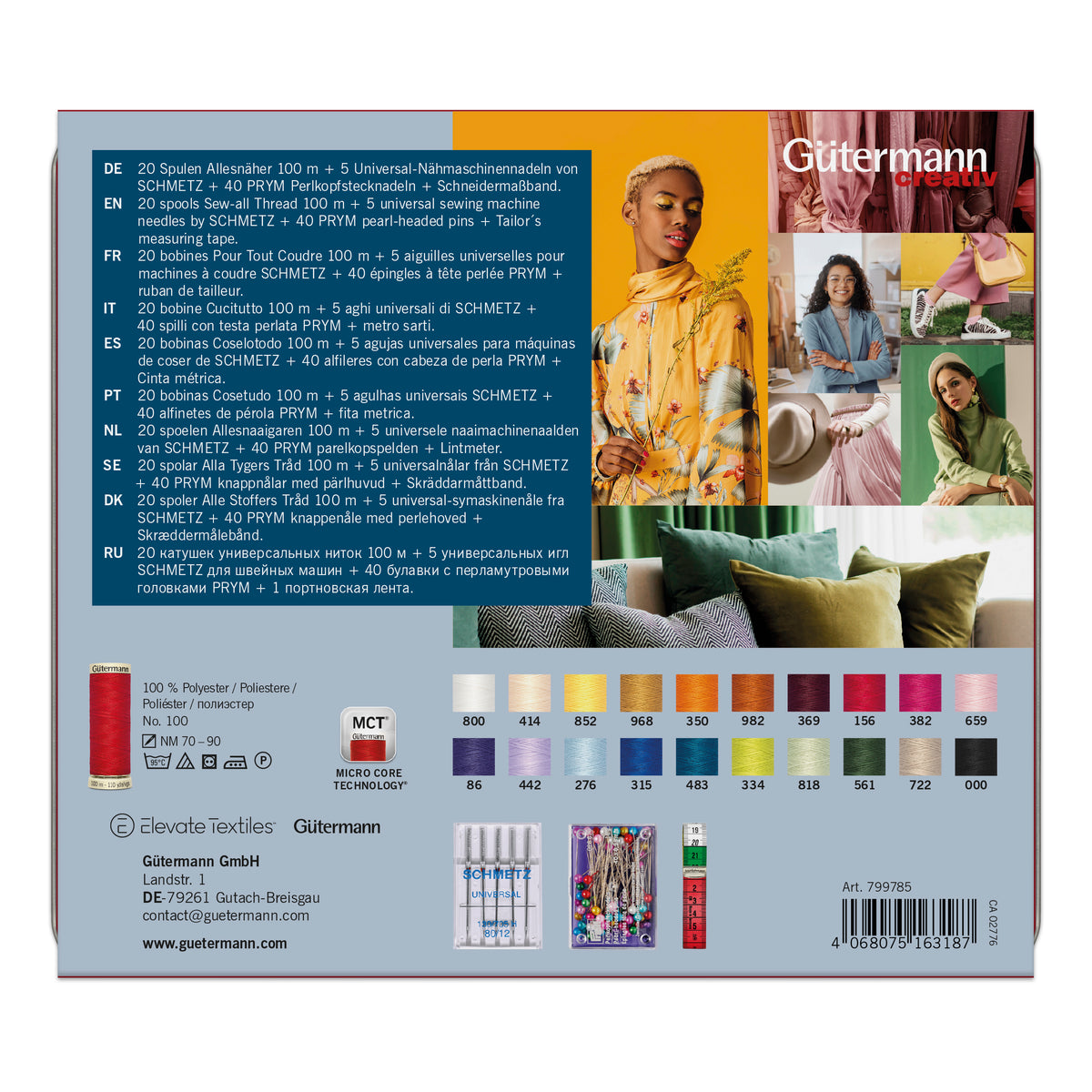 Guttermann Thread Storage Tin - Sew-All with Accessories - 20 x 100m