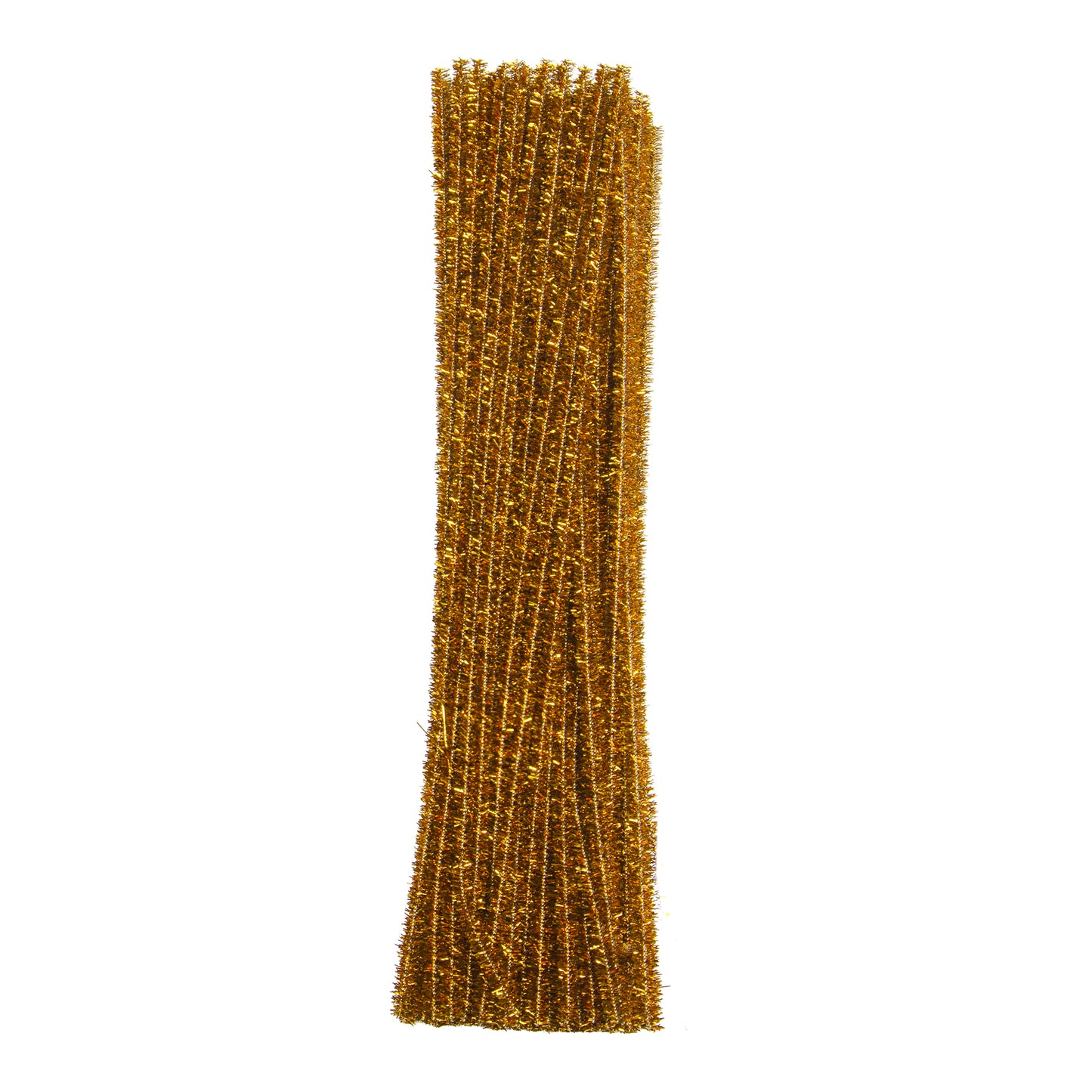 Pack of 100 Colourful Tinsel Stem Pipe Cleaners – 0.6 x 30cm Craft Wires - Gold