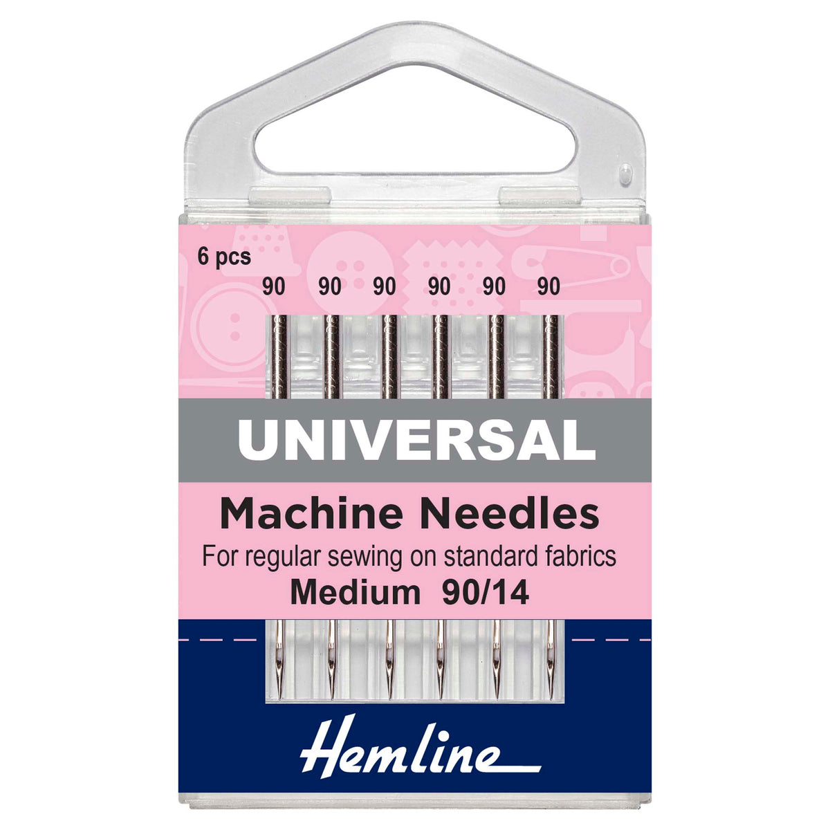 Hemline Universal Sewing Machine Needles – Medium/Heavy 90/14, Pack of 6 - H100.90