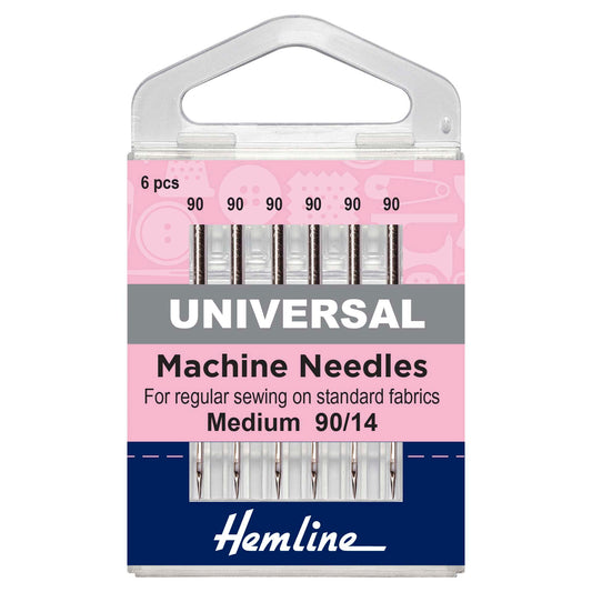 Hemline Universal Sewing Machine Needles – Medium/Heavy 90/14, Pack of 6 - H100.90