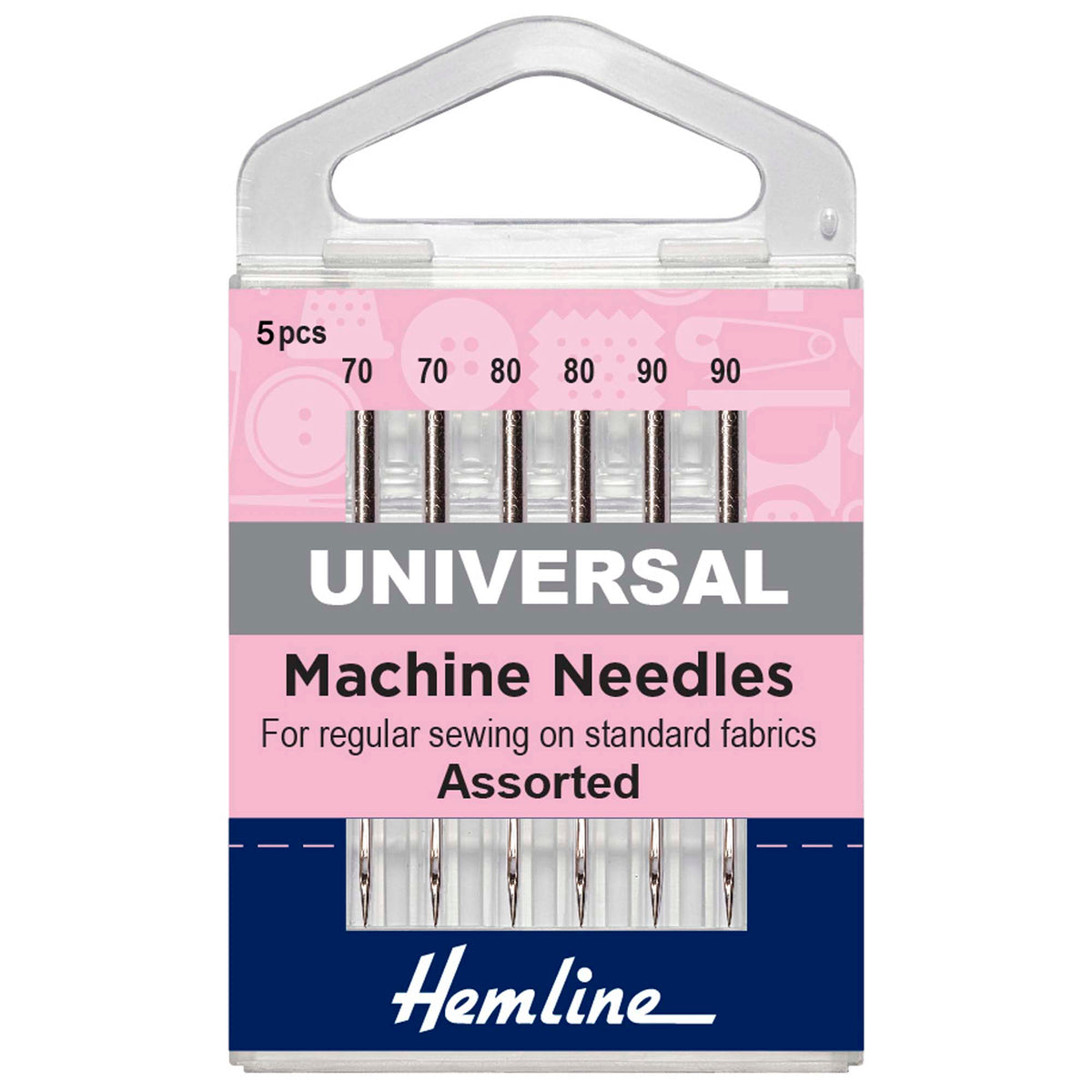 Hemline Universal Regular Sewing Machine Needles – Assorted Pack of 6