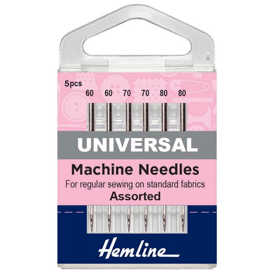 Hemline Universal Fine Sewing Machine Needles – Mixed Pack of 6 - H100.991