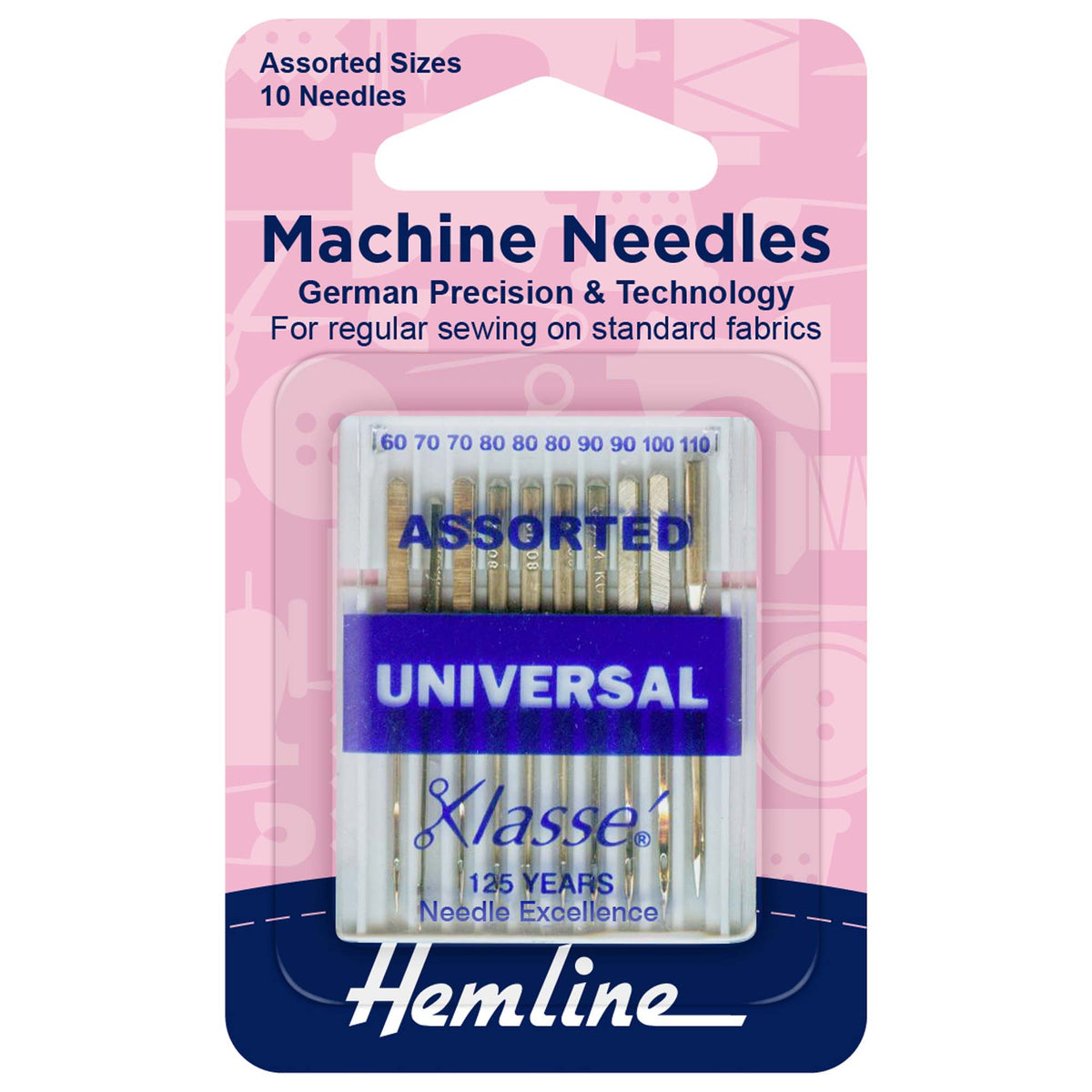 Hemline Universal Sewing Machine Needles – Assorted Pack of 10 - H100.993