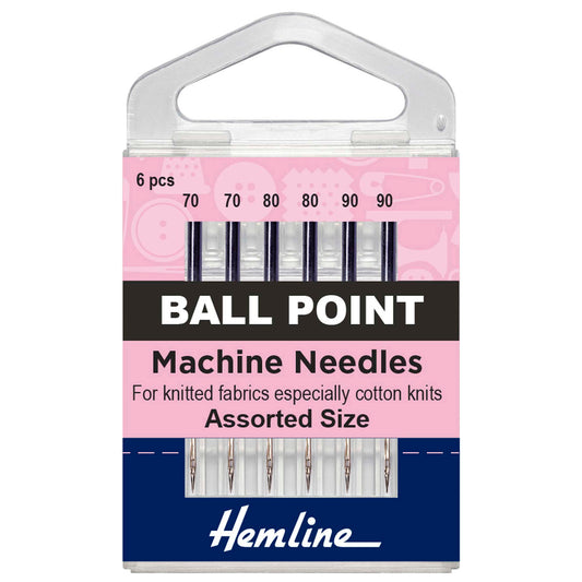 Hemline Ball Point Sewing Machine Needles – Mixed Pack of 6 - H101.99