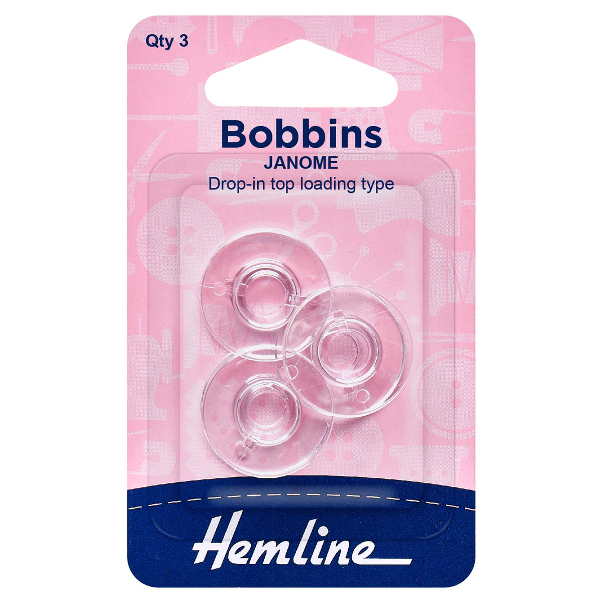 Hemline Plastic Bobbins for Janome & New Home Sewing Machines - H120.04