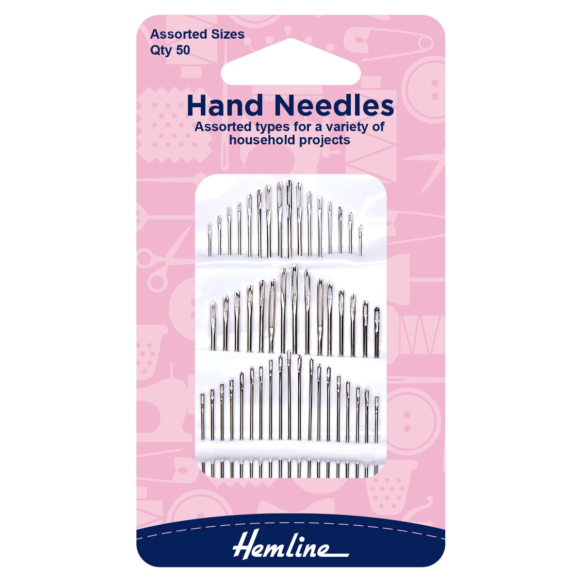 Hemline Household Assorted Hand Sewing Needles – Pack of 50 - H210.50