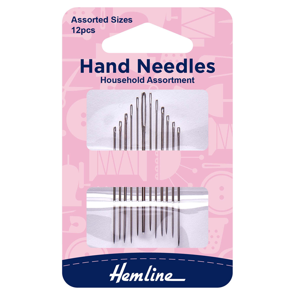 Hemline Household Assorted Hand Sewing Needles – Pack of 12 - H214