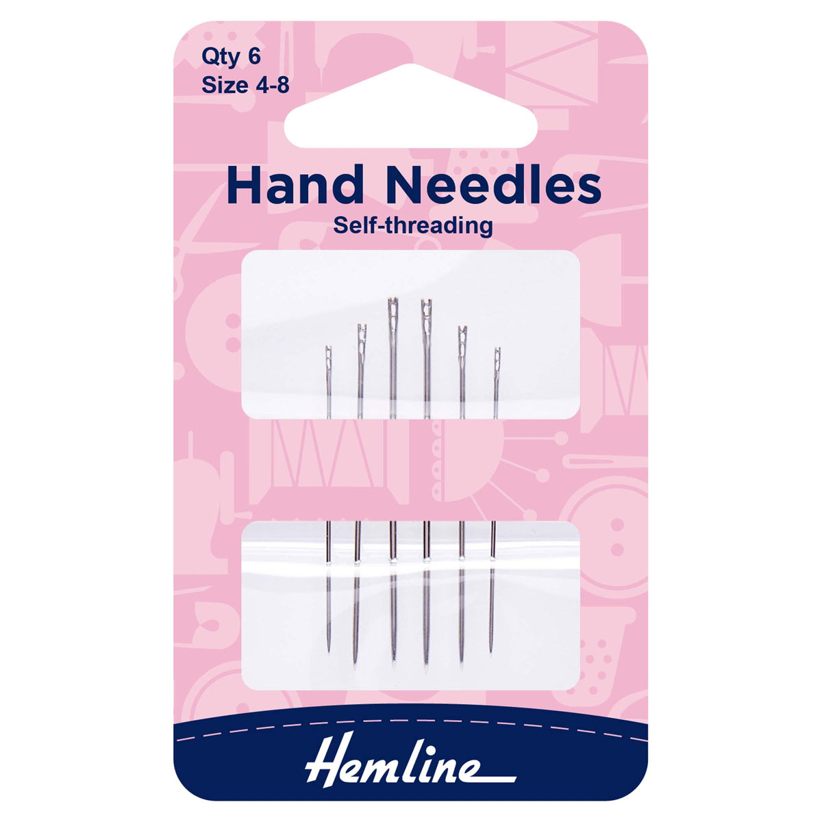 Hemline Self-Threading Hand Sewing Needles – Sizes 4–8 - H216.48