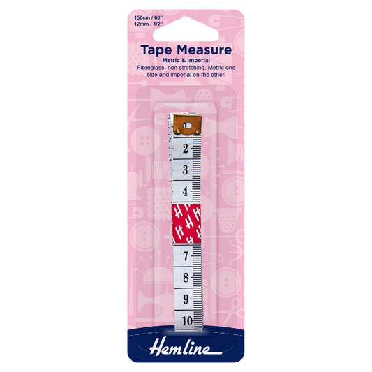 Hemline Tape Measure – Metric & Imperial 150cm - H251