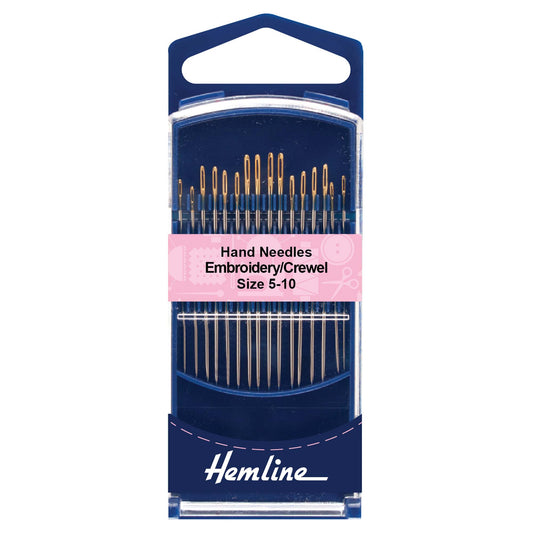 Hemline Premium Embroidery & Crewel Hand Sewing Needles – Sizes 5–10