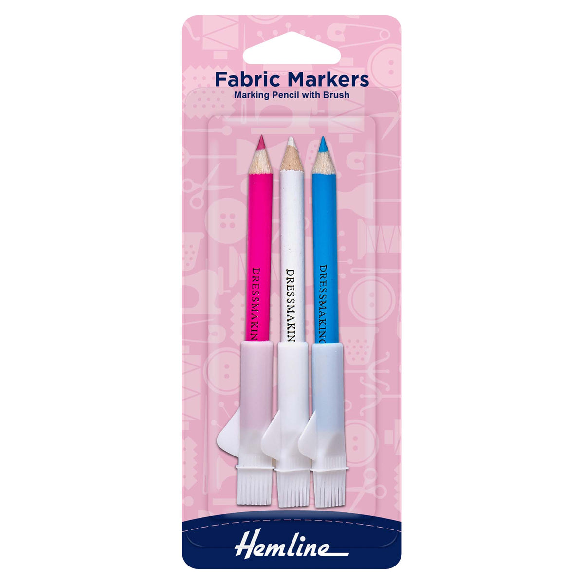 Hemline Dressmakers’ Pencils with Brush – 3 Colours - H294.C