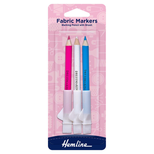 Hemline Dressmakers’ Pencils with Brush – 3 Colours - H294.C