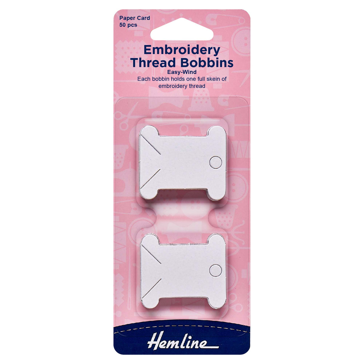 Hemline Embroidery Thread Bobbins – Paper, Pack of 50 - H3006