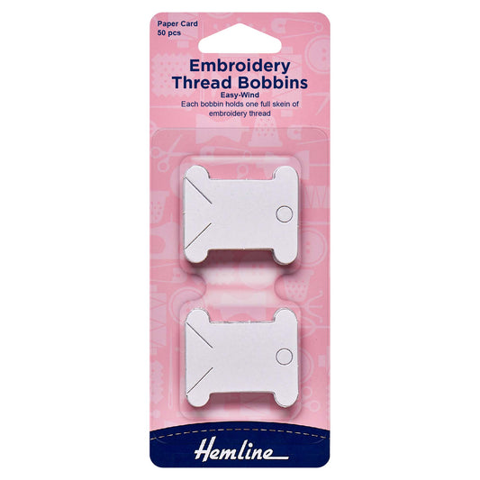 Hemline Embroidery Thread Bobbins – Paper, Pack of 50 - H3006