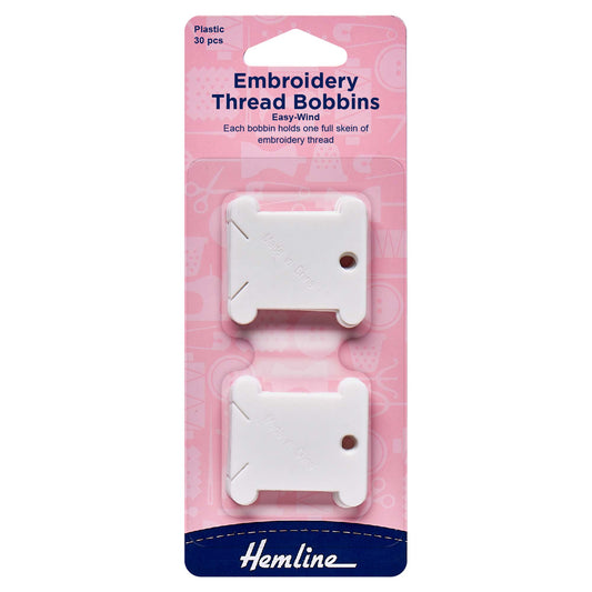 Hemline Embroidery Thread Bobbins – Plastic, Pack of 30 - H3006.PL