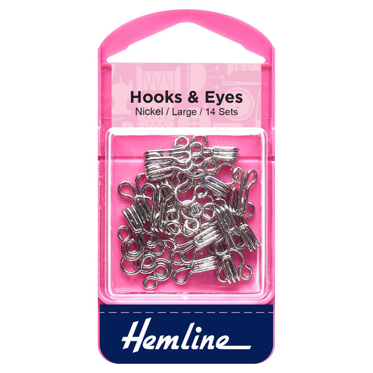 Hemline Nickel Hooks & Eyes – Size 3 - H400.3