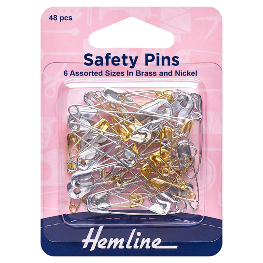 Hemline Assorted Safety Pins – Value Pack of 48 - H415.99