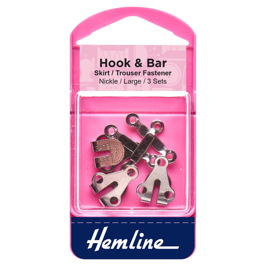 Hemline Large Nickel Hook & Bar – Pack of 3 - H430.L