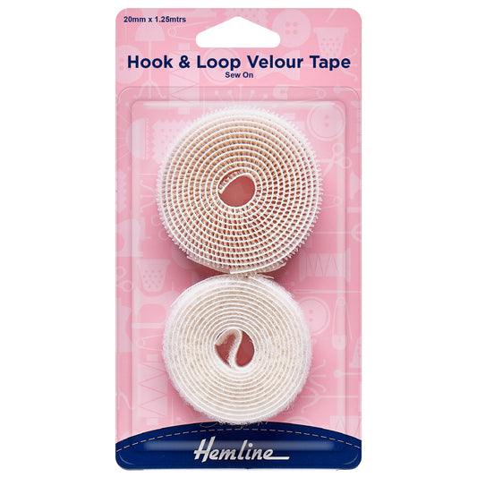 Hemline Sew-On Hook & Loop Tape Value Pack – 1.25m x 20mm White