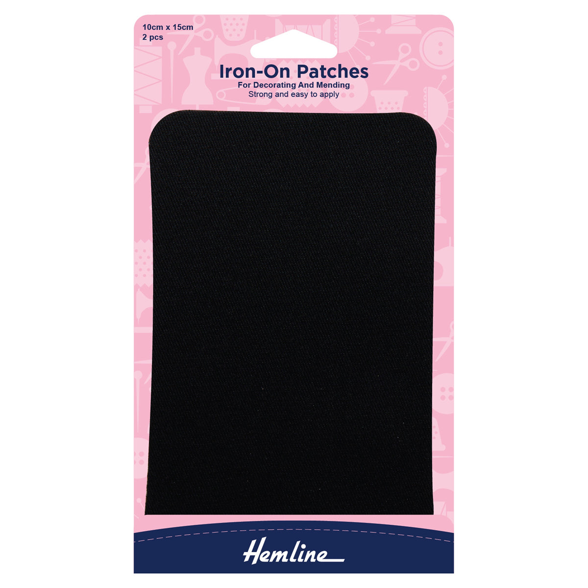 Hemline Black Cotton Twill Patches – 10 x 15cm - H690\BLK