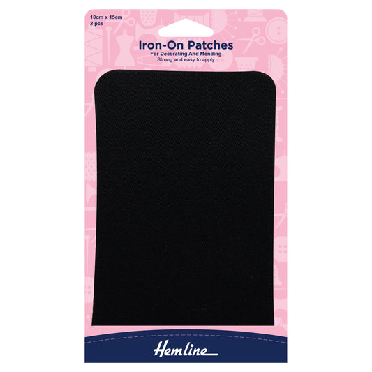 Hemline Black Cotton Twill Patches – 10 x 15cm - H690\BLK
