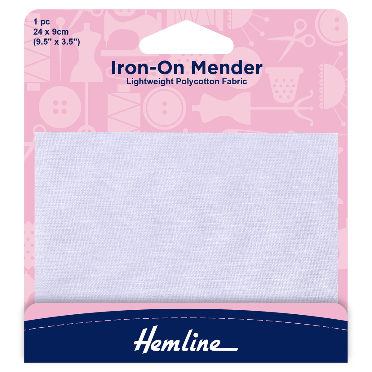 Hemline White Iron-On Polycotton Mender – 24 x 9cm - H691.W