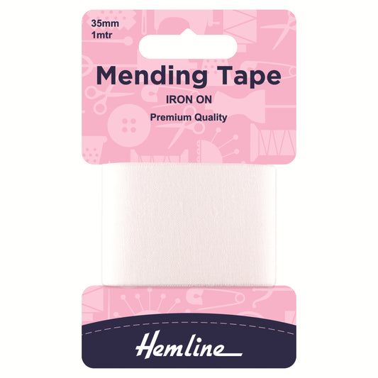 Hemline White Iron-On Mending Tape – 100cm x 38mm - H698\WHT