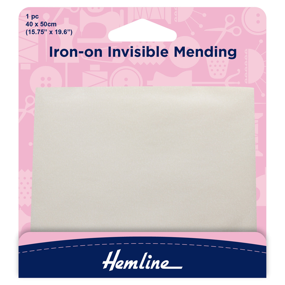 Hemline Iron-On Invisible Mending Fabric – 40 x 50cm - H699.1