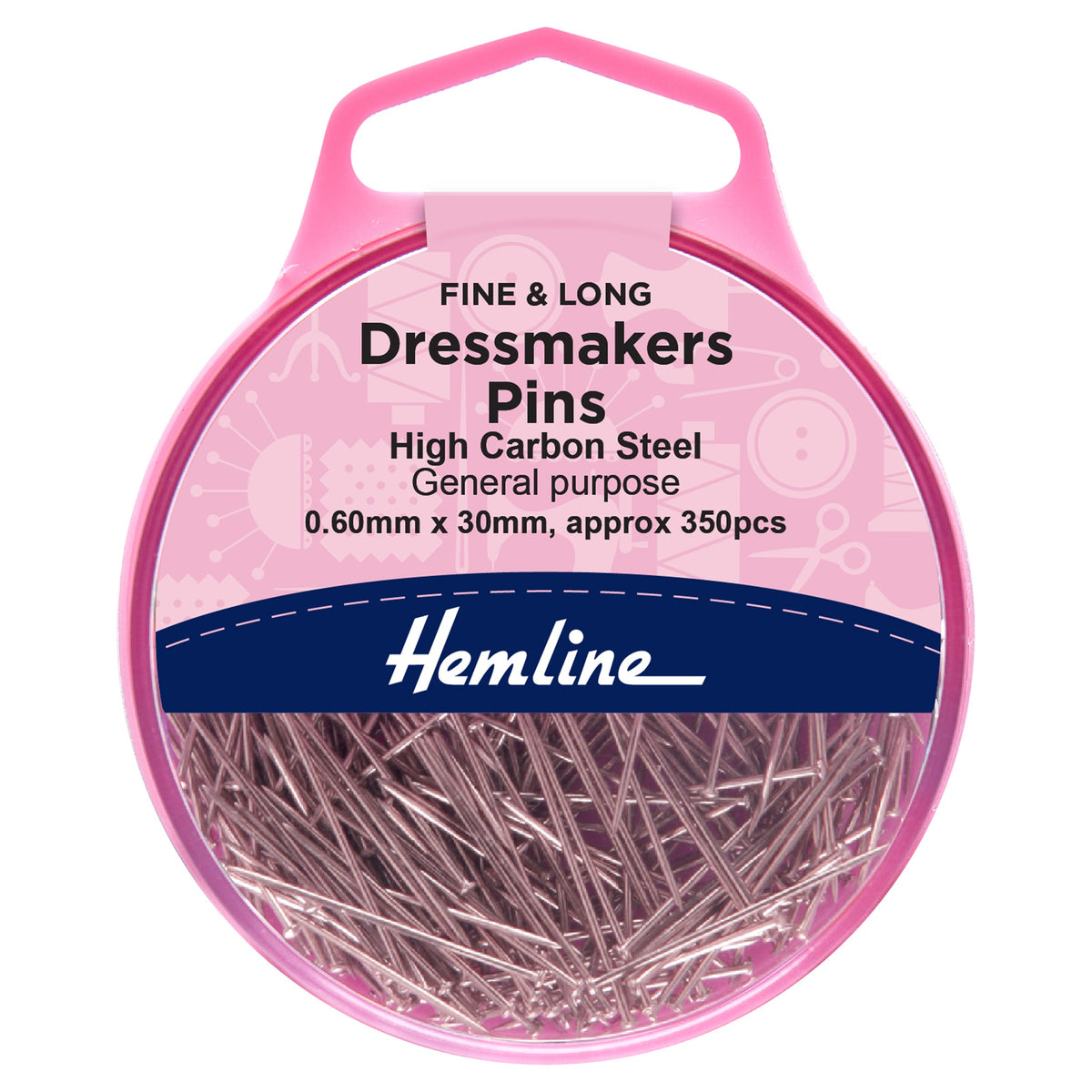 Hemline Dressmaker Pins – 30mm Nickel, Pack of 330 - H701