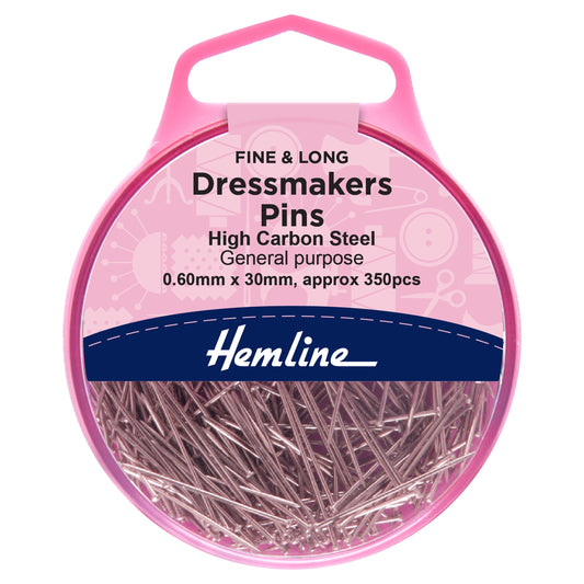 Hemline Dressmaker Pins – 30mm Nickel, Pack of 330 - H701