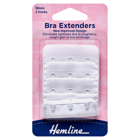 Hemline 50mm White Bra Back Extenders - H771.50