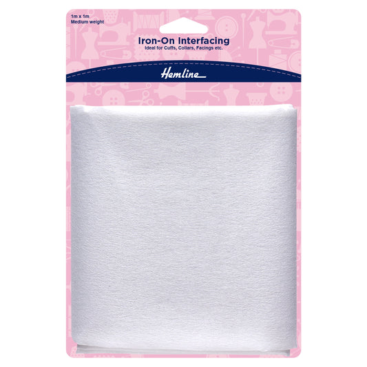 Hemline Medium Weight Iron-On Interfacing – 1m x 1m White - H784