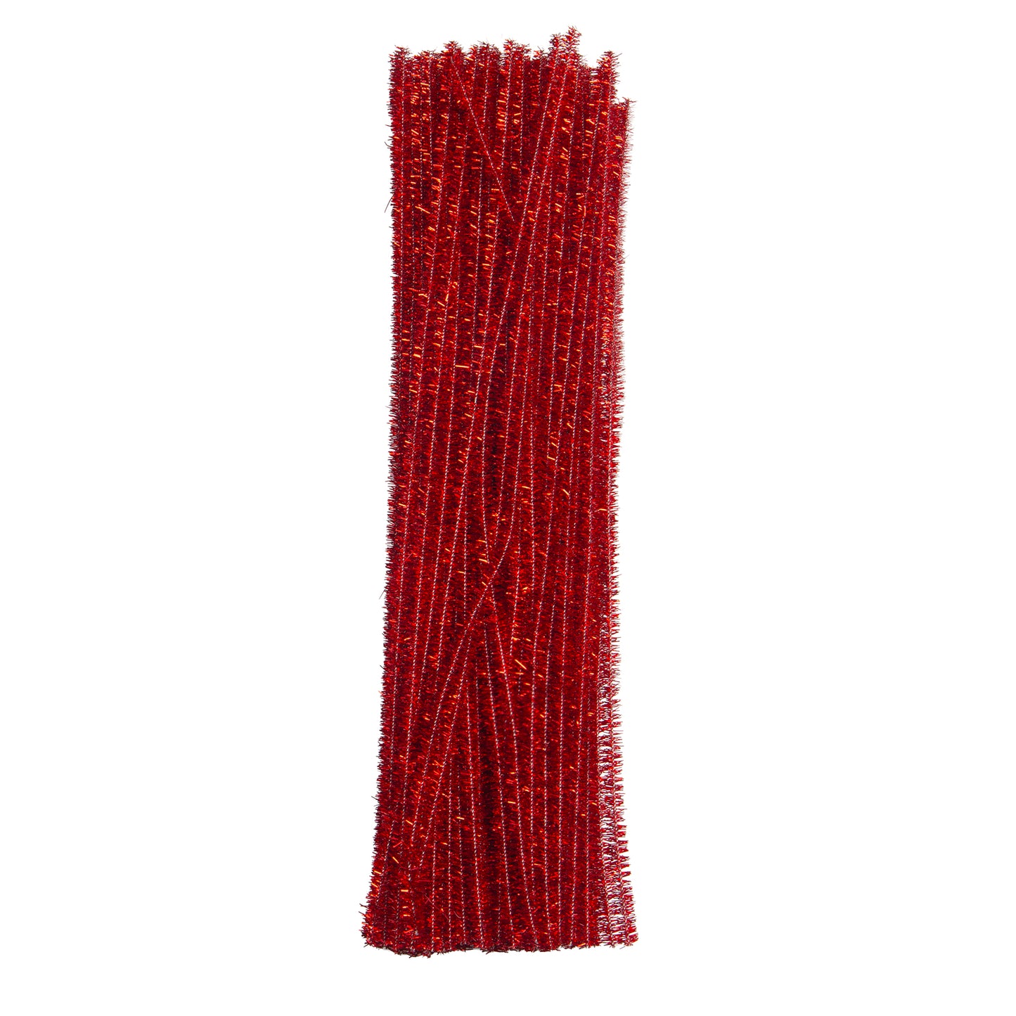 Pack of 100 Colourful Tinsel Stem Pipe Cleaners – 0.6 x 30cm Craft Wires - Red